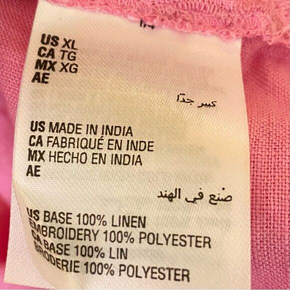 Charter Club Lux Linen Collection Pink Eyelet Lace Top Womens Size XL 3-4 Sleeve - Picture 5 of 6